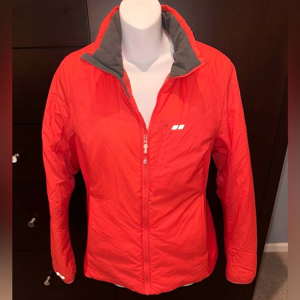 Koppen Womens Insulated Primaloft Zip Up Winter Large Coat, Orange/Red, Like New